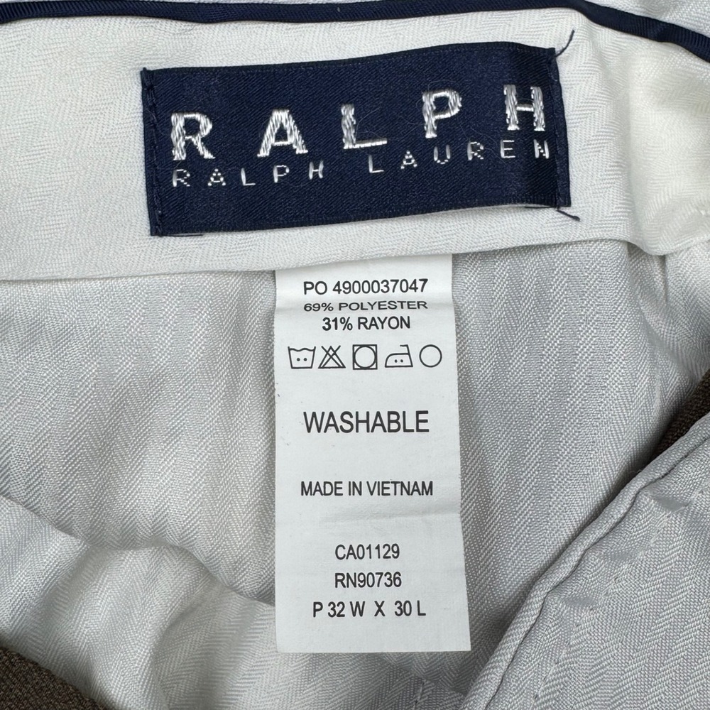 Ralph Lauren Dress Pants 32x30 Poly Rayon Blend Classic Pleated Cuffed Trousers - Picture 6 of 7